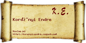 Korényi Endre névjegykártya